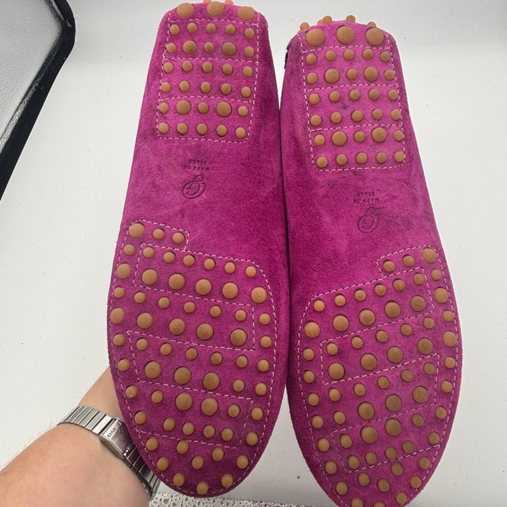 M.Gemi Felize Loafers Sz 38 Magenta Suede Driving Moccasins Italian Quiet Luxury - Picture 5 of 9